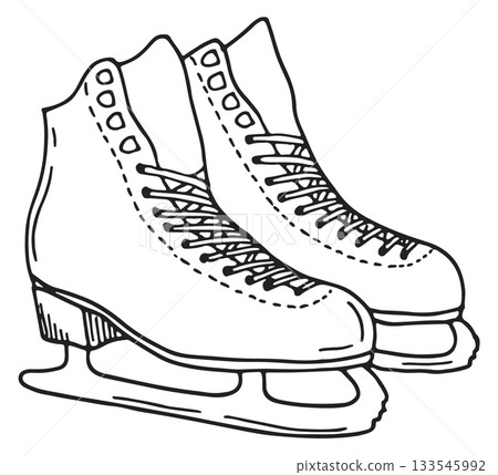 Two ice skates with laces on them 133545992