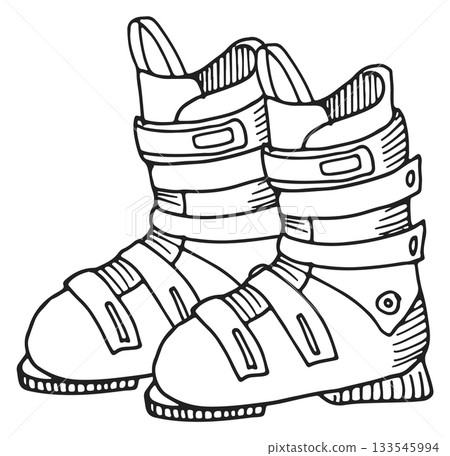 Two black ski boots with straps 133545994