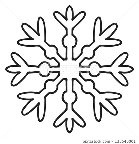 A snowflake is drawn in black and white A snowflake is drawn in black and white 133546001
