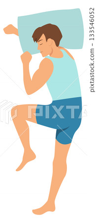 A man is sleeping on a bed with a pillow 133546052