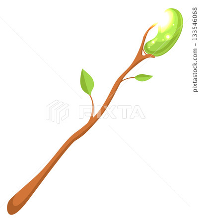 A green stick with a leaf on it A green stick with a leaf on it 133546068