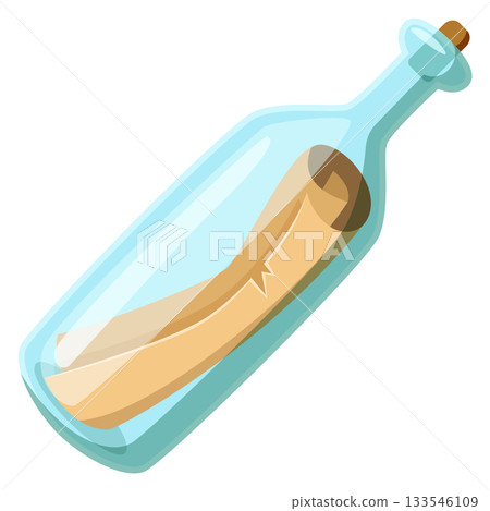 A bottle of liquid with a piece of paper inside 133546109