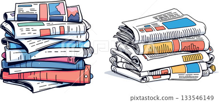 Stacks of newspapers representing journalism and current events Stacks of newspapers representing journalism and current events 133546149