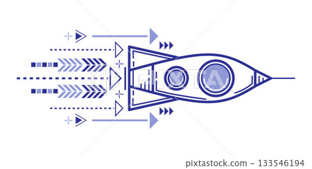 Flying rocket. Business concept. Arrows, pointers. Vector illustration . Flying rocket. Business concept. Arrows, pointers. Vector illustration . 133546194