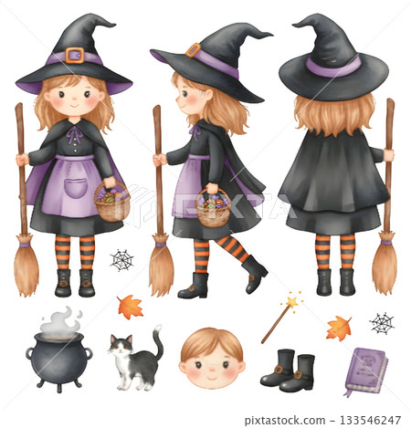 cute halloween witch girl holding pumpkin basket, anime style, transparent background, PNG sticker, halloween costume, trick or treat. cute halloween witch girl holding pumpkin basket, anime style, transparent background, PNG sticker, halloween costume, trick or treat. 133546247