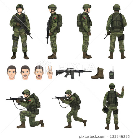 Set of soldier army character. illustration design 133546255