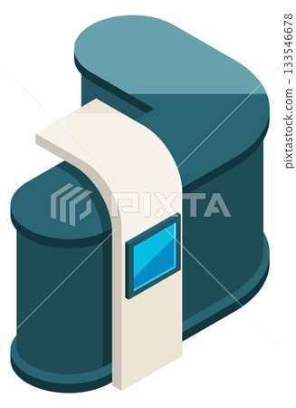 A blue and white sign with a blue screen on it 133546678