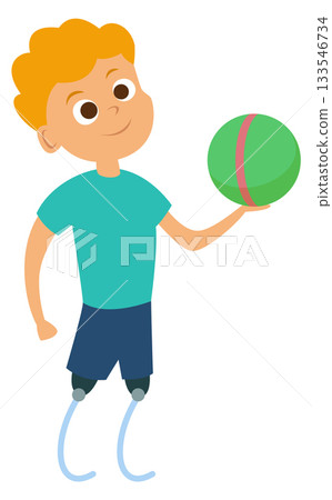 A boy with a green ball in his hand A boy with a green ball in his hand 133546734