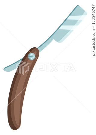 A wooden handle with a silver blade 133546747