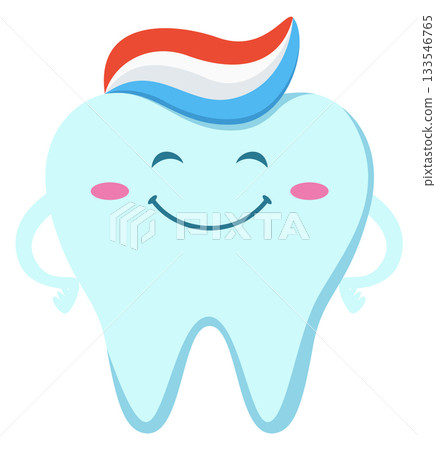 A cartoon tooth with a smile on it A cartoon tooth with a smile on it 133546765