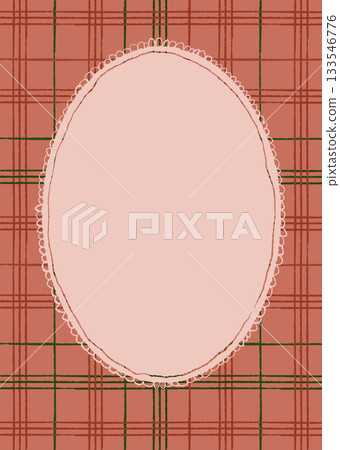 Christmas abstract oval frame with green and red stripes. Hand drawn illustration for design, print, fabric or background. 133546776