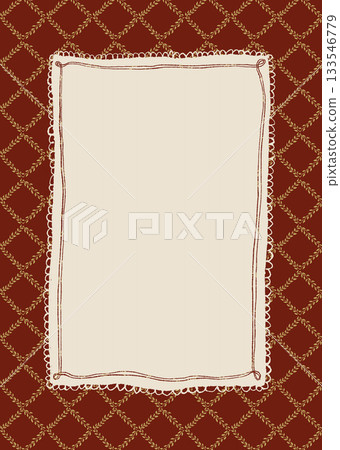Christmas abstract frame with yellow leaves on dark red. Hand drawn illustration for design, print, fabric or background. 133546779