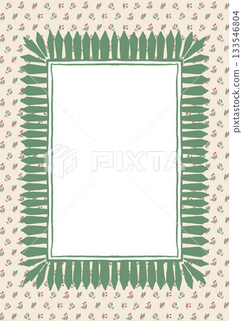 Christmas abstract frame with leaves and berries. Hand drawn illustration for design, print, fabric or background. Christmas abstract frame with leaves and berries. Hand drawn illustration for design, print, fabric or background. 133546804