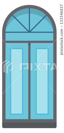 A blue door with a window in the middle A blue door with a window in the middle 133546837