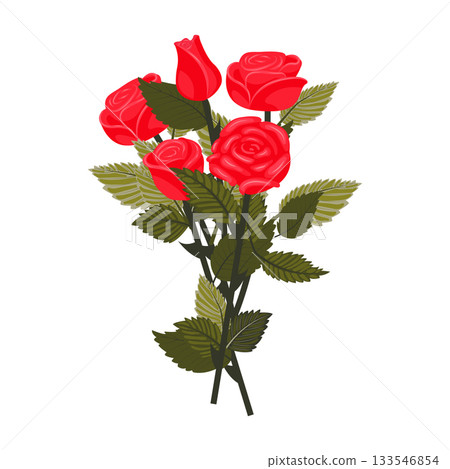 A bouquet of bright red roses. 133546854