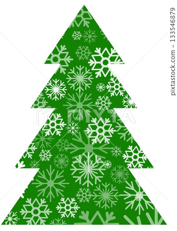 This colorful vector illustration features a Christmas tree adorned with various snowflakes, perfect for holiday greetings and festive cards celebrating both Christmas and New Year This colorful vector illustration features a Christmas tree adorned with various snowflakes, perfect for holiday greetings and festive cards celebrating both Christmas and New Year 133546879
