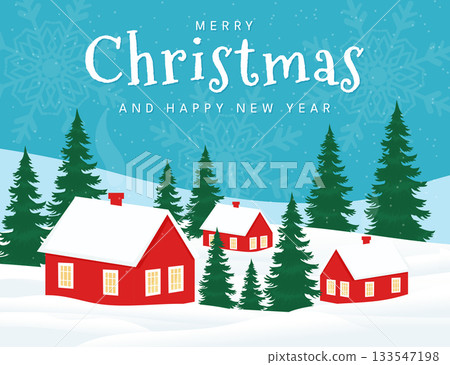 Merry Christmas Happy New Year Holiday Greeting Card Snowflakes. Merry Christmas Happy New Year Holiday Greeting Card Snowflakes. 133547198