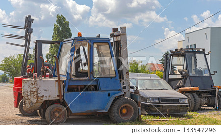 Old Rusty Forklift Trucks Old Rusty Forklift Trucks 133547296