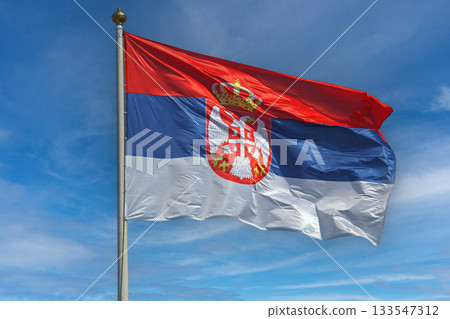 Flag of Serbia Wind 133547312
