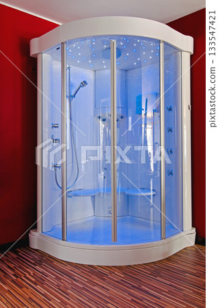 Blue Lights Corner Shower Blue Lights Corner Shower 133547421