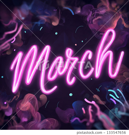 Neon Womens Day Portrait Line Art 133547656