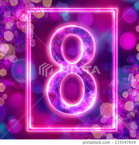 Neon Womens Day Portrait Line Art 133547659