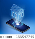 House on a smartphone screen. Smart home technology 133547745