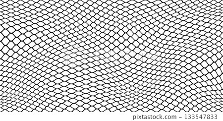 Net pattern with intricate mesh texture. Black and white fishnet design perfect for sports backgrounds, nautical themes, or decorative fabric projects. 133547833