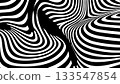 Swirling black and white pattern creates optical illusion with dynamic, wavy lines, forming a hypnotic and abstract, high-contrast visual experience 133547854