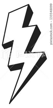A lightning bolt is drawn in black and white A lightning bolt is drawn in black and white 133548099