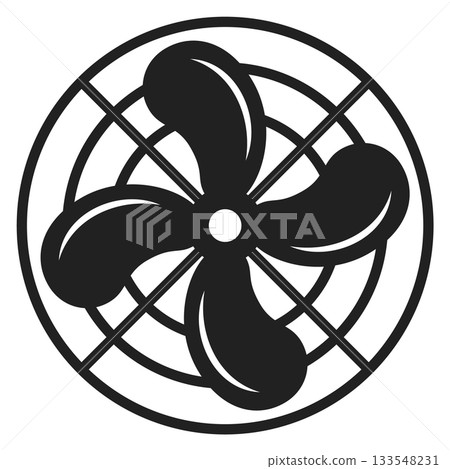 A black and white fan with a black blade A black and white fan with a black blade 133548231
