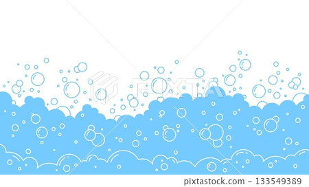 Foam and water bubble background for laundry or bath and soapy shower design. Clean suds and blue splash for hygiene concept. Bathroom graphic, liquid texture or abstract underwater vector border Foam and water bubble background for laundry or bath and soapy shower design. Clean suds and blue splash for hygiene concept. Bathroom graphic, liquid texture or abstract underwater vector border 133549389