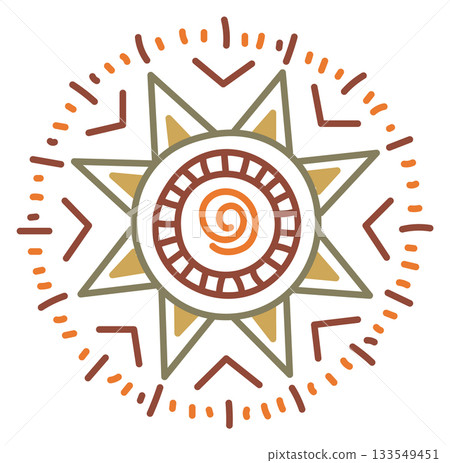A sun with a spiral design 133549451