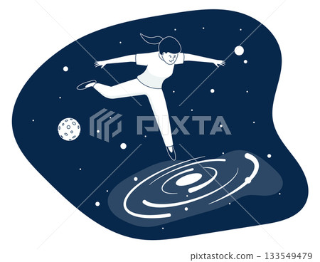 A woman is jumping in the air with a soccer ball A woman is jumping in the air with a soccer ball 133549479