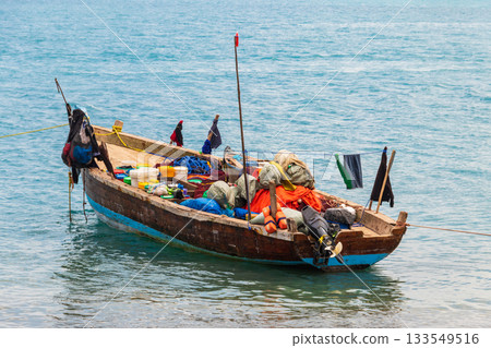 Boat in a port of Stone Town, Zanzibar, Tanzania Boat in a port of Stone Town, Zanzibar, Tanzania 133549516