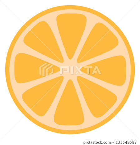 A yellow slice of orange with a white background A yellow slice of orange with a white background 133549582