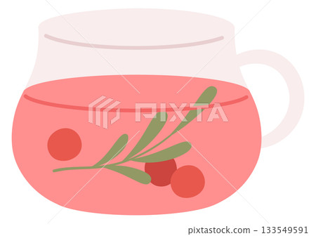 A glass of pink liquid with a leaf on top A glass of pink liquid with a leaf on top 133549591