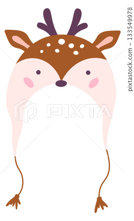 A cartoon deer with antlers and a hat on 133549978