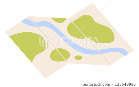 A map of a river with green hills and trees 133549986
