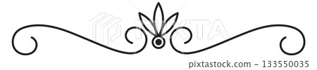 A black and white image of a flower with a curved line A black and white image of a flower with a curved line 133550035