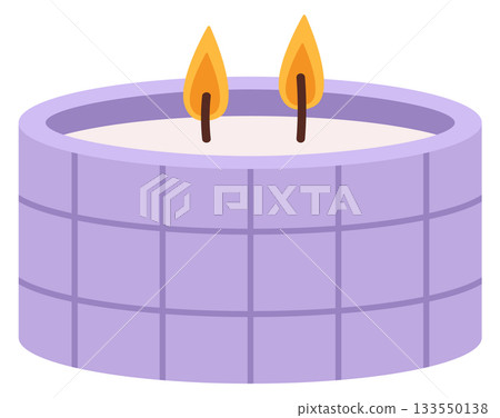 A purple candle with two candles in it A purple candle with two candles in it 133550138