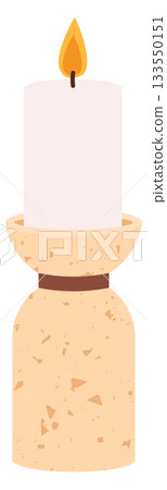 A candle is lit in a small holder A candle is lit in a small holder 133550151