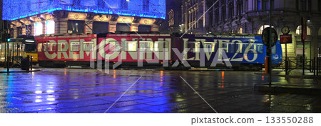 Christmas Holidays 2025 - Red Tram in Piazza Duomo, Milan Italy on 11-16-2025 Christmas Holidays 2025 - Red Tram in Piazza Duomo, Milan Italy on 11-16-2025 133550288