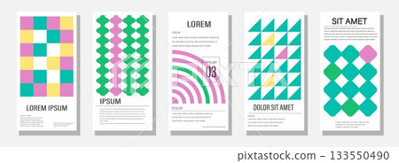 Modern abstract poster collection, vector minimalist posters with geometric shapes. The versatile backgrounds for posters,labels, and template with text. 133550490