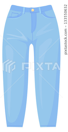 Jeans color icon. Blue denim pants clothes Jeans color icon. Blue denim pants clothes 133550632