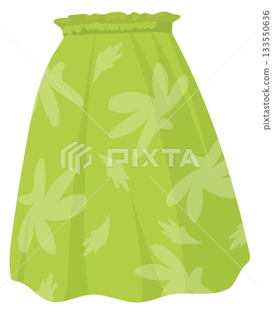 Green skirt. Patterned fabric clothes cartoon icon 133550636