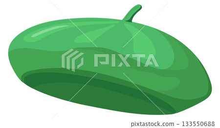 Beret cartoon icon. Green french fashion hat Beret cartoon icon. Green french fashion hat 133550688