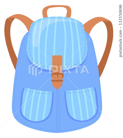 Denim backpack cartoon icon. Teen lifestyle fashion Denim backpack cartoon icon. Teen lifestyle fashion 133550696