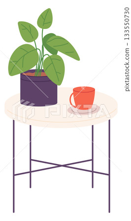 Cozy coffee table. Apartment decor color icon 133550730