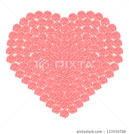 Heart-shaped arrangement of pink roses. Vector illustration isolated on white background. Heart-shaped arrangement of pink roses. Vector illustration isolated on white background. 133550786